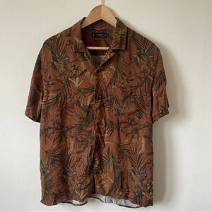 Lucky Brand Men’s M Brown Button-Down Hawaiian Shirt